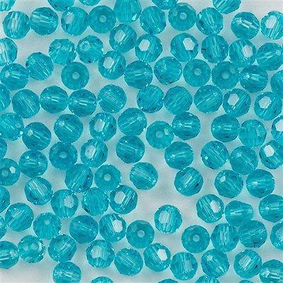 12 TRUE CRYSTAL 3mm Faceted Round Bead Light Turquoise (263)