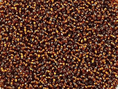 Toho Round Seed Bead 15/0 Silver Lined Amber 2.5-inch Tube (34)