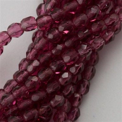 50 Czech Fire Polished 6mm Round Bead Fuchsia (70350)
