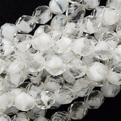 50 Czech Fire Polished 8mm Round Bead Crystal White (06008)