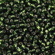 Toho Round Seed Bead 8/0 Transparent Moss Silver Lined 5.5-inch tube (37)