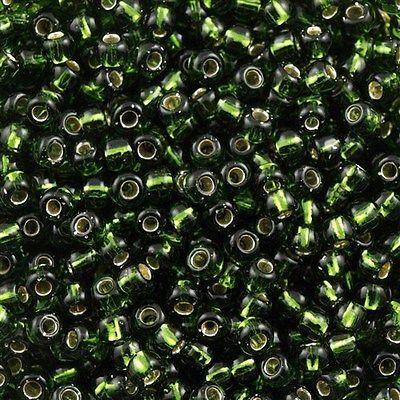 50g toho Round Seed Bead 8/0 Transparent Moss Silver Lined (37)