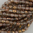 100 Czech Fire Polished 4mm Round Bead Matte Apollo Gold (27171)