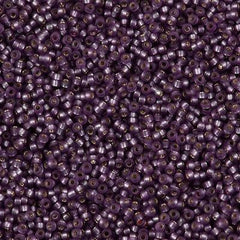 Miyuki Round Seed Bead 15/0 Dyed Semi Matte Silver Lined Mulberry 2-inch Tube (1655)