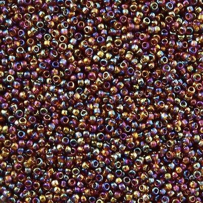 Toho Round Seed Bead 15/0 Transparent Cranberry AB 2.5-inch Tube (177)