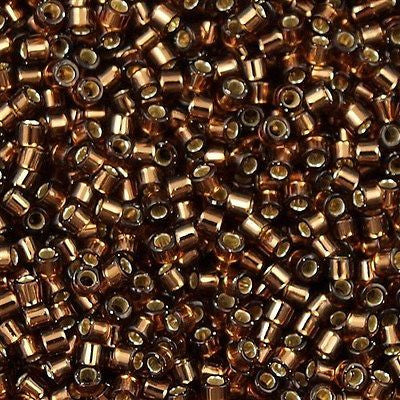 25g Miyuki Delica Seed Bead 11/0 Silver Lined Brown DB150