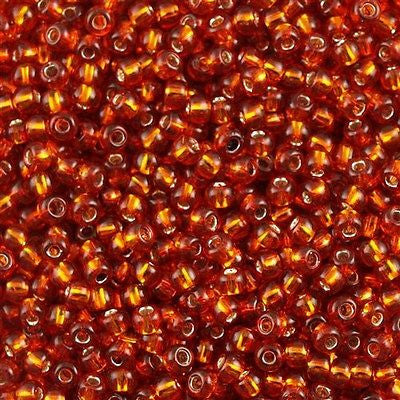 Toho Round Seed Bead 8/0 Silver Lined Burnt Orange 2.5-inch tube (2208)