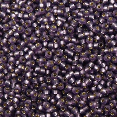 Miyuki Round Seed Bead 11/0 Matte Silver Lined Lavender 22g Tube (24F)