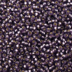 Miyuki Round Seed Bead 11/0 Matte Silver Lined Lavender 15g (24F)