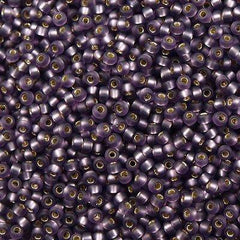 50g Miyuki Round Seed Bead 11/0 Matte Silver Lined Lavender (24F)