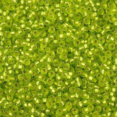 Miyuki Round Seed Bead 6/0 Matte Silver Lined Lime Green 20g Tube (14F)