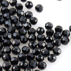 12 TRUE CRYSTAL 4mm Faceted Round Bead Jet (280)