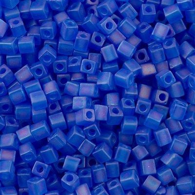 Miyuki 4mm Square Seed Bead Matte Blue AB 19g Tube (150FR)