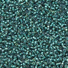 Toho Round Seed Bead 15/0 Inside Color Lined Forest Green 2.5-inch Tube (270)