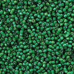 Miyuki Delica Seed Bead 11/0 Frog Green Inside Dyed Color White 2-inch Tube DB1788