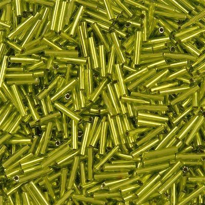 Toho 9mm Bugle Seed Bead Silver Lined Lime Green 15g (24)