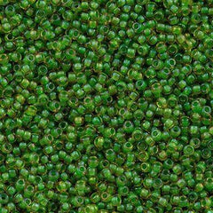 50g Toho Round Seed Beads 11/0 Topaz Inside Color Lined Green (393)