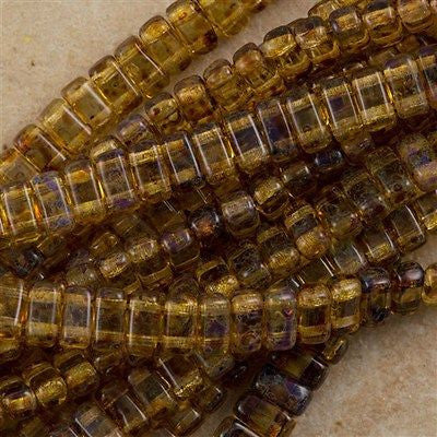 50 CzechMates 3x6mm Two Hole Brick Beads Crystal Picasso (00030T)