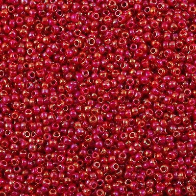 Toho Round Seed Bead 11/0 Opaque Fuchsia AB 2.5-inch Tube (405)