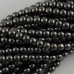 200 Czech 4mm Pressed Glass Round Beads Hematite (14400)