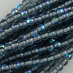 200 Czech 4mm Pressed Glass Round Beads Montana Blue AB (30330X)