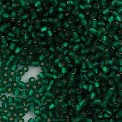 Miyuki Triangle Seed Bead 8/0 Matte Silver Lined Emerald 15g (1807F)