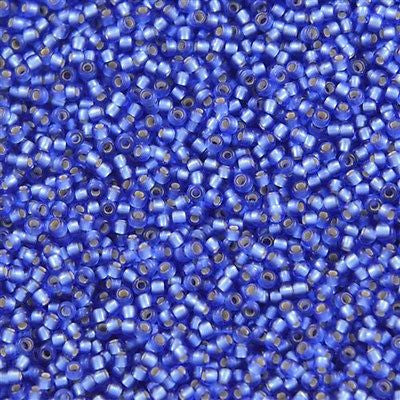 Toho Round Seed Bead 11/0 Matte Silver Lined Sapphire 2.5-inch Tube (35F)
