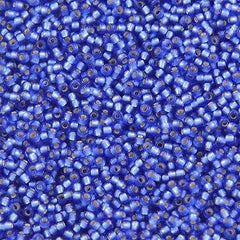 50g Toho Round Seed Beads 11/0 Matte Silver Lined Sapphire (35F)