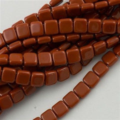 50 CzechMates 6mm Two Hole Tile Beads Umber (13610)