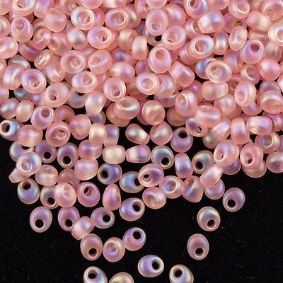 Miyuki 4mm Magatama Seed Bead Transparent Dark Pink AB 23g Tube (2133F)