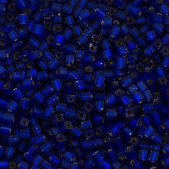 Miyuki 3mm Cube Seed Bead Matte Silver Lined Cobalt Blue 19g Tube (20F)