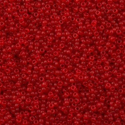 Miyuki Round Seed Bead 15/0 Transparent Dyed Semi Matte Red 2-inch Tube (1609)