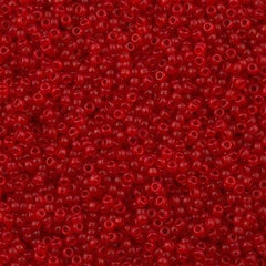 Miyuki Round Seed Bead 15/0 Transparent Dyed Semi Matte Red 2-inch Tube (1609)