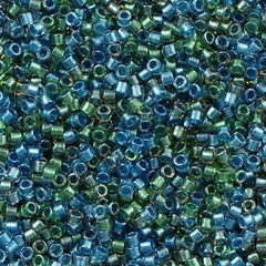 Miyuki Delica Seed Bead 11/0 Inside Dyed Color Green Blue Mix 2-inch Tube DB985