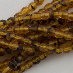 100 Czech Fire Polished 3mm Round Beads Light Tortoise FP3-18016