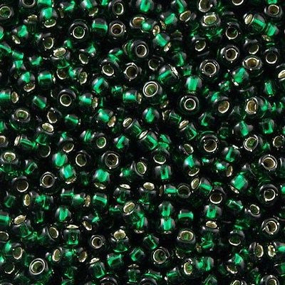Toho Round Seed Beads 6/0 Silver Lined Transparent Emerald 2.5-inch tube (36)