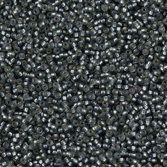 Miyuki Round Seed Bead 15/0 Matte Silver Lined Grey 2-inch Tube (21F)