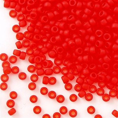 Toho Round Seed Bead 11/0 Transparent Matte Orange Red 19g Tube (5F)