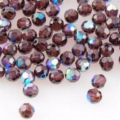 12 TRUE CRYSTAL 4mm Faceted Round Bead Burgundy AB (515 AB)