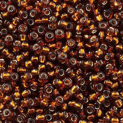 Toho Round Seed Bead 8/0 Silver Lined Transparent Amber 5.5-inch tube (34)