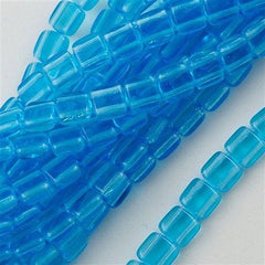 50 CzechMates 6mm Two Hole Tile Beads Aquamarine T6-60020