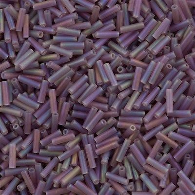 Miyuki 6mm Bugle Bead Transparent Matte Amethyst AB 5-inch Tube (142FR)