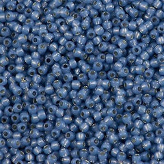 Toho Round Seed Bead 11/0 Silver Lined Milky Montana Blue 2.5-inch Tube (2102)