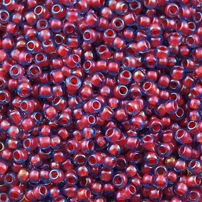 Toho Round Seed Beads 6/0 Inside Color Lined Oxblood Blue 2.5-inch tube (304)