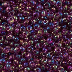 Miyuki 4mm Magatama Seed Bead Fuchsia Inside Color Lined Amethyst AB 23g Tube (2170)