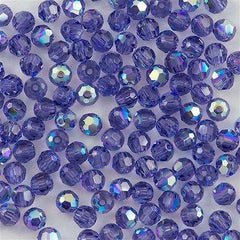 12 TRUE CRYSTAL 4mm Faceted Round Bead Tanzanite AB (539 AB)