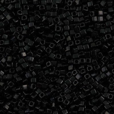 Miyuki 1.8mm Square Seed Bead Opaque Black 8g Tube (401)