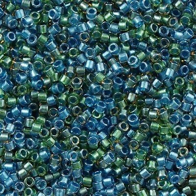 25g Miyuki Delica seed bead 11/0 Inside Dyed Color Green Blue Mix DB985