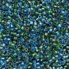 25g Miyuki Delica seed bead 11/0 Inside Dyed Color Green Blue Mix DB985