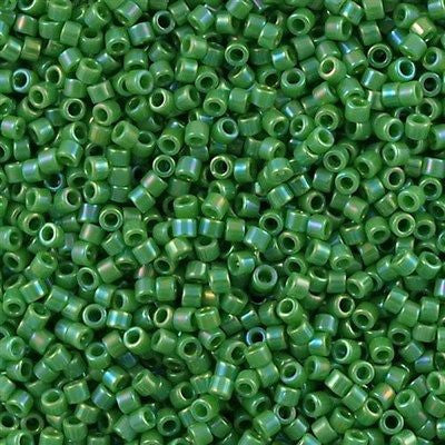 Miyuki Delica Seed Beads 11/0 - Opaque Green AB DB163 7.2 Grams